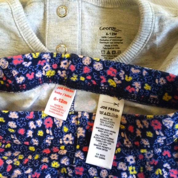 mixed brands kitten sweatshirt & floral leggings outfit set 6-12 month baby girl - Picture 2 of 8